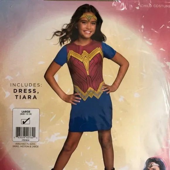 GIRLS WONDER WOMAN WW84 CHILD COSTUME - DRESS & TIARA - All Sizes! NWT - Picture 3 of 5